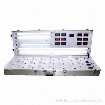 12 Kinds of Digital Meter LED Demo Box with Silver Brushed Aluminum Fabric Material